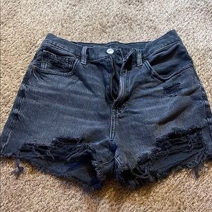 American Eagle Distressed Black Denim Shorts